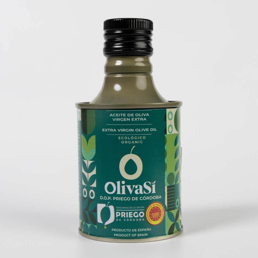 Aceite de Oliva Virgen Extra con Denominación de Origen Priego de Córdoba, OLIVA SÍ Organic Edition, Lata 250ml, Hojiblanca-Picual-Picudo Ecológico
